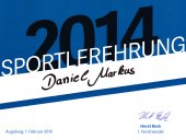 Ehrenurkunde von Daniel Markus von der TVA-Sportlerehrung 2014